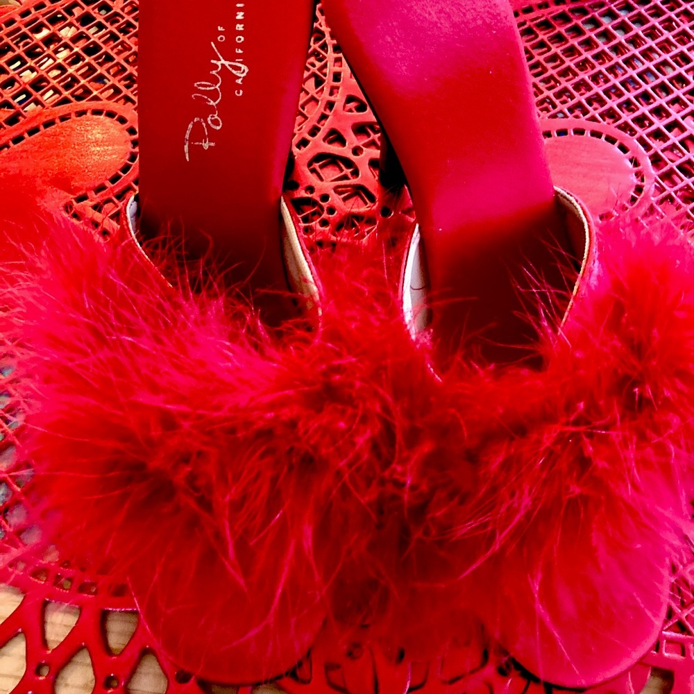 VINTAGE VALENTINE OSTRICH MULES OH BABY❤️size 9